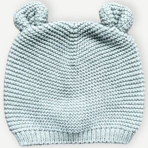 Baby Gap Infant Unisex Gray Knit Chase Garter Hat with Ears. 0-6 Months.